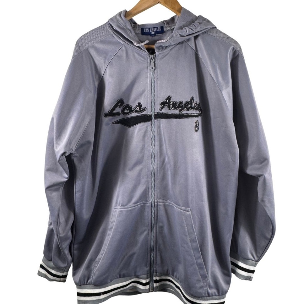 Vintage Y2K Los Angeles Zip Hoodie | Grey | Size M